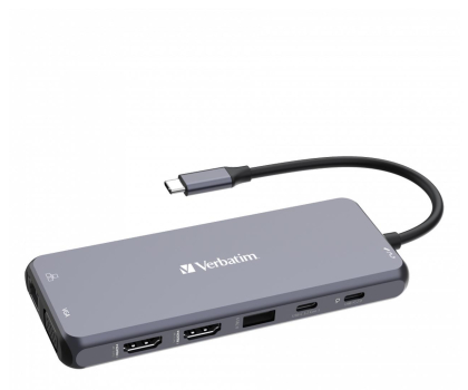 Hub USB Verbatim USB-C - 3xUSB 3.2, USB-C PD, 2xHDMI, VGA, RJ45, Audio, SD